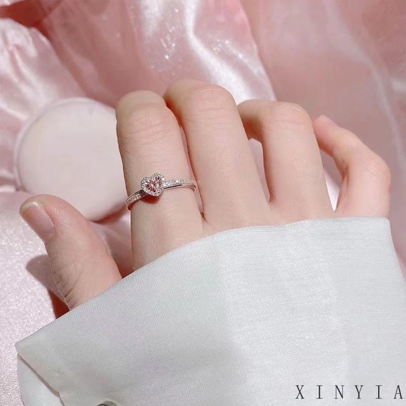 【COD】Fashion Rings Set untuk Wanita Warna Pink Hijau Bunga Cinta Hati Cincin  Perhiasan