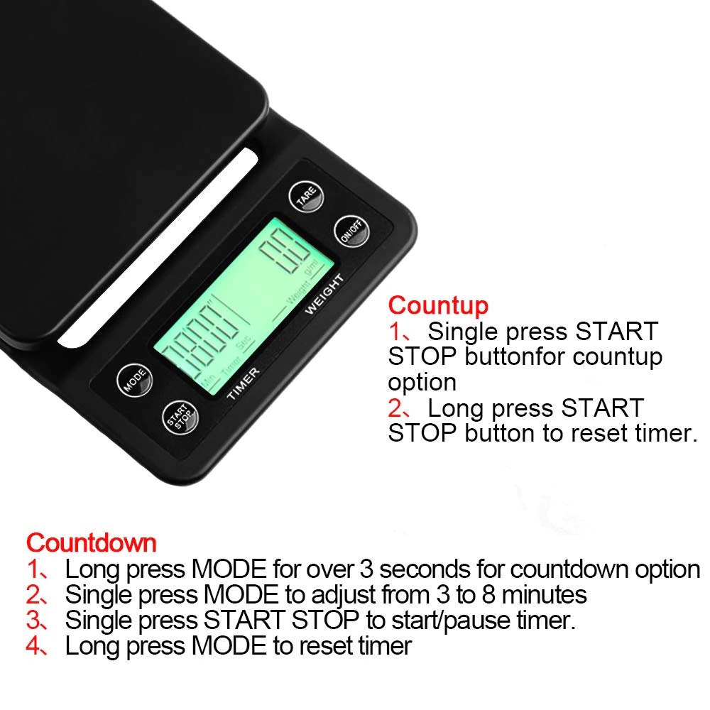 Timbangan Dapur 3kg 0.1g dengan Timer / Digital Scale 3Kg / Timbangan Kopi