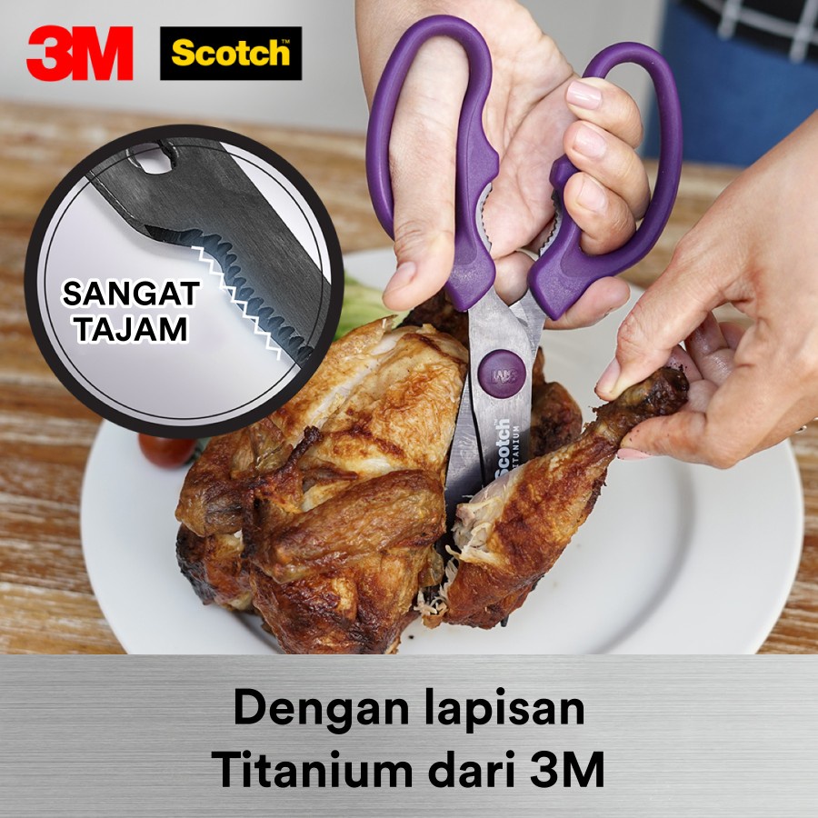 Scotch 3M Gunting Dapur Titanium Kitchen Scissors KS-DT Purple 9 inch