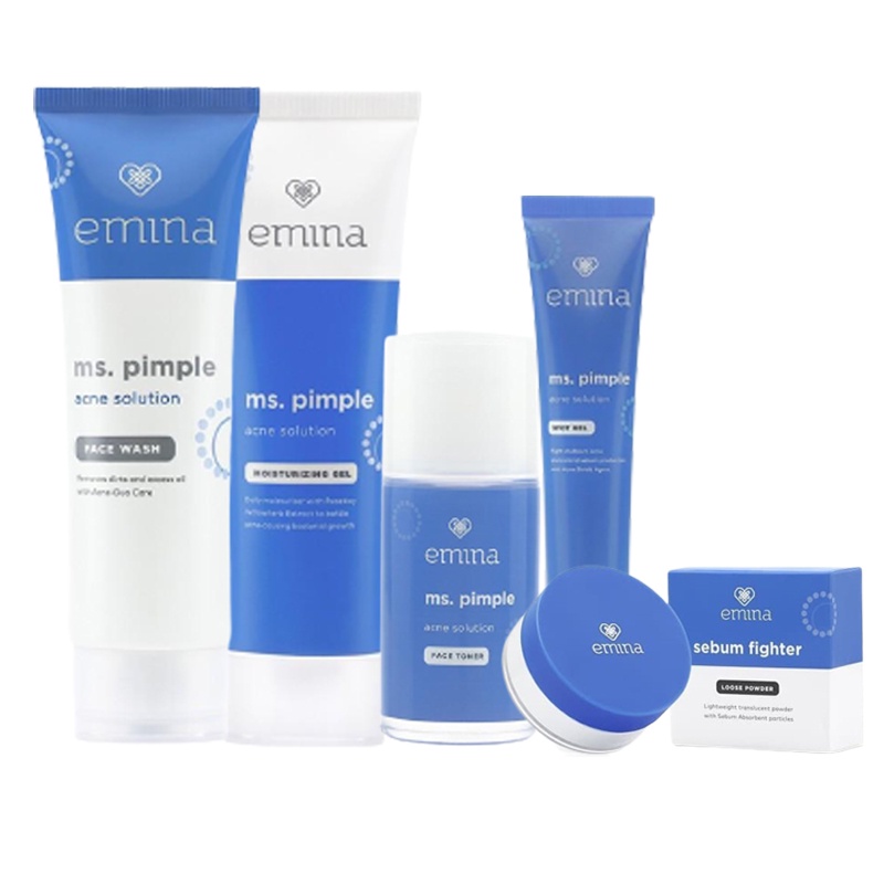 Emina Ms. Pimple Acne Solution(Moisturizing Gel/Face Wash/Face Toner/Spot Gel/Exfoliating Toner/Calming Gel)