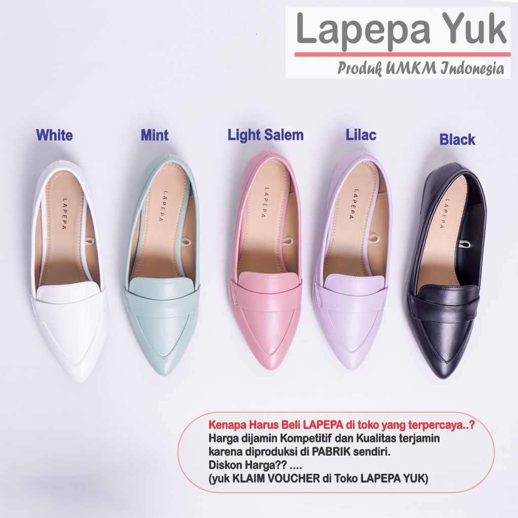 LAPEPA YUK - Sepatu Flat Shoes Wanita TITIAN MINT Untuk Kerja kantor Spatu Flatshoes Ballerina Cewek Kuliahan Jalan Santai Casual Empuk Nyaman Slop Lancip Warna Hijau Sage Kasual Formal Selop Premium Original Kekinian Terbaru Shoes ORI Mall Official Store