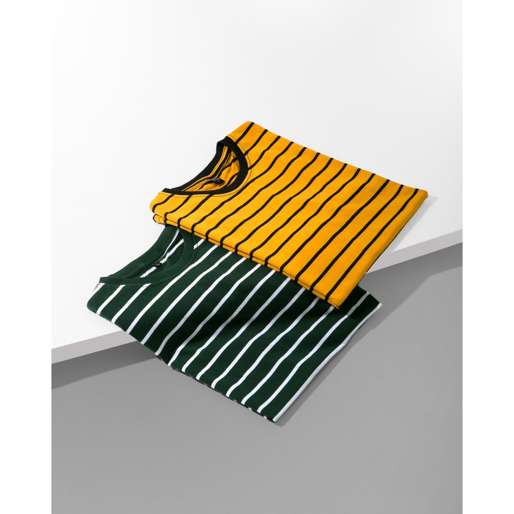 Ribsgold Kaos Pria Salur Lengan Pendek Tshirt Stripe V-14