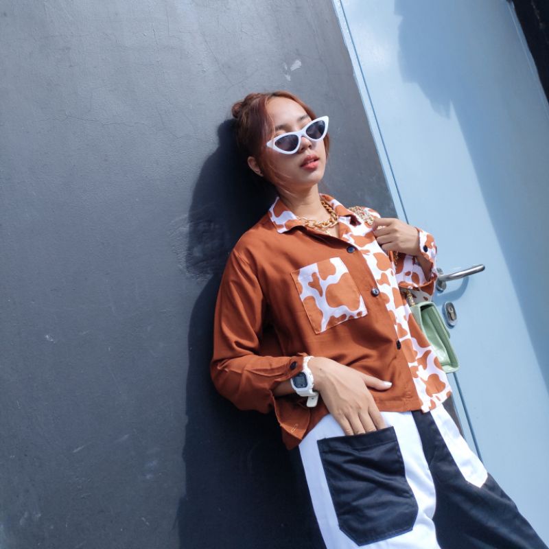 two tone kemeja-Sapi bata