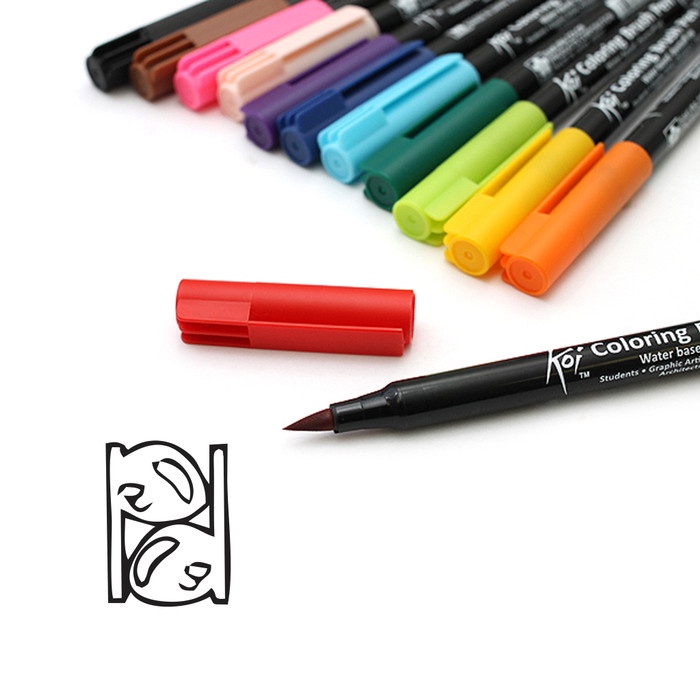 

kaligrafi-perlengkapan- sakura koi coloring brush pen - 12 color basic set -perlengkapan-kaligrafi.