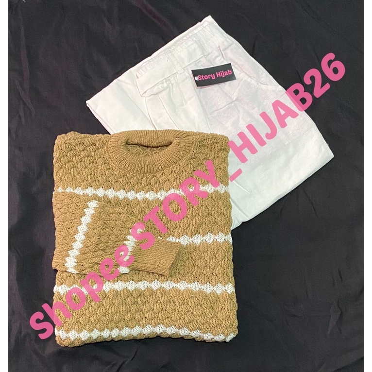 CHESSY SET + KESSIE SET  ( ATASAN + CELANA ) / BEST SELLER / BISA COD-Latte - white