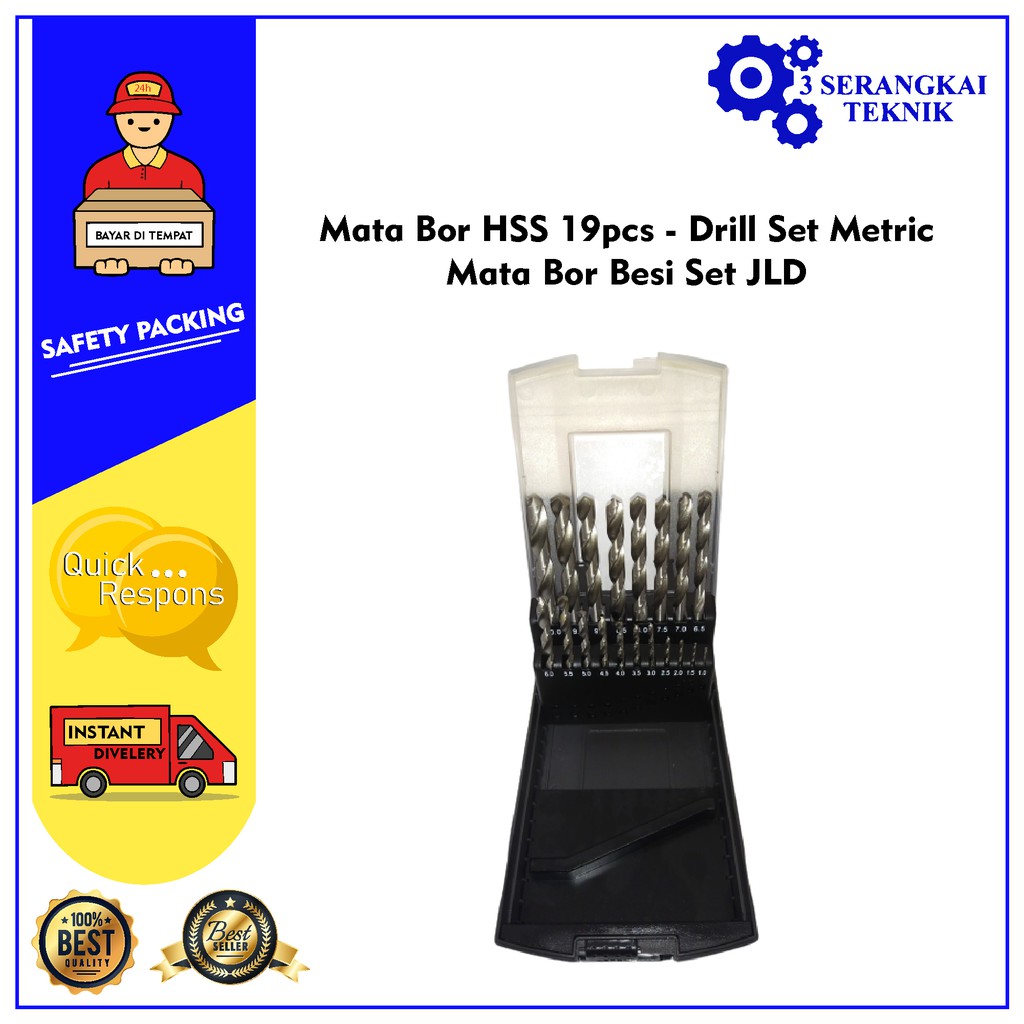 Mata Bor HSS 19pcs - Drill Set Metric - Mata Bor Besi Set JLD