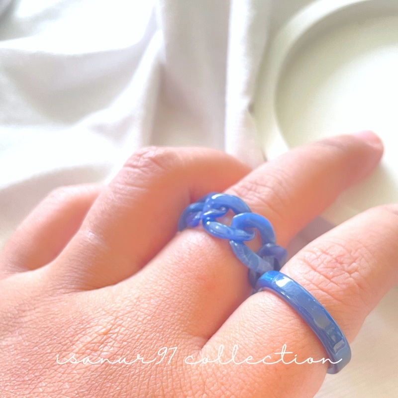 2Pcs/set RESIN RING | retro ring resin ring creative simple retro two-piece set personalized  cincin chain ring manufacture