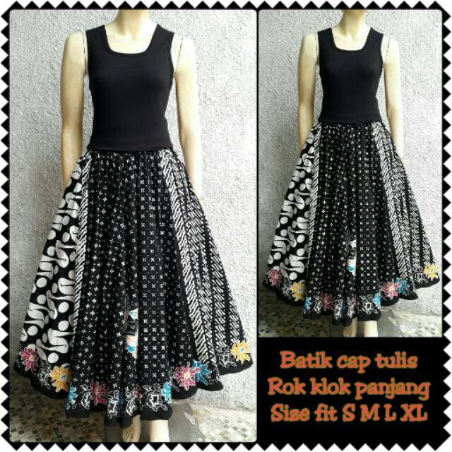Rok batik panjang klok sayur asem hitam putih