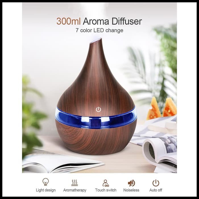 Ultrasonic Air Humidifier Aromatherapy Wood Grain 300ml K H98 Brown