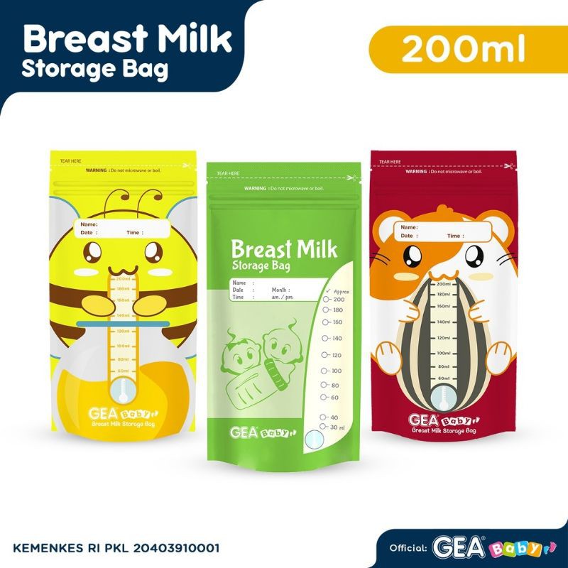 Kantong susu asi GEA BABY 120ml &amp; 200ml Breast Milk Storage Bag COD PACKING BUBBLE isi 30 lbr