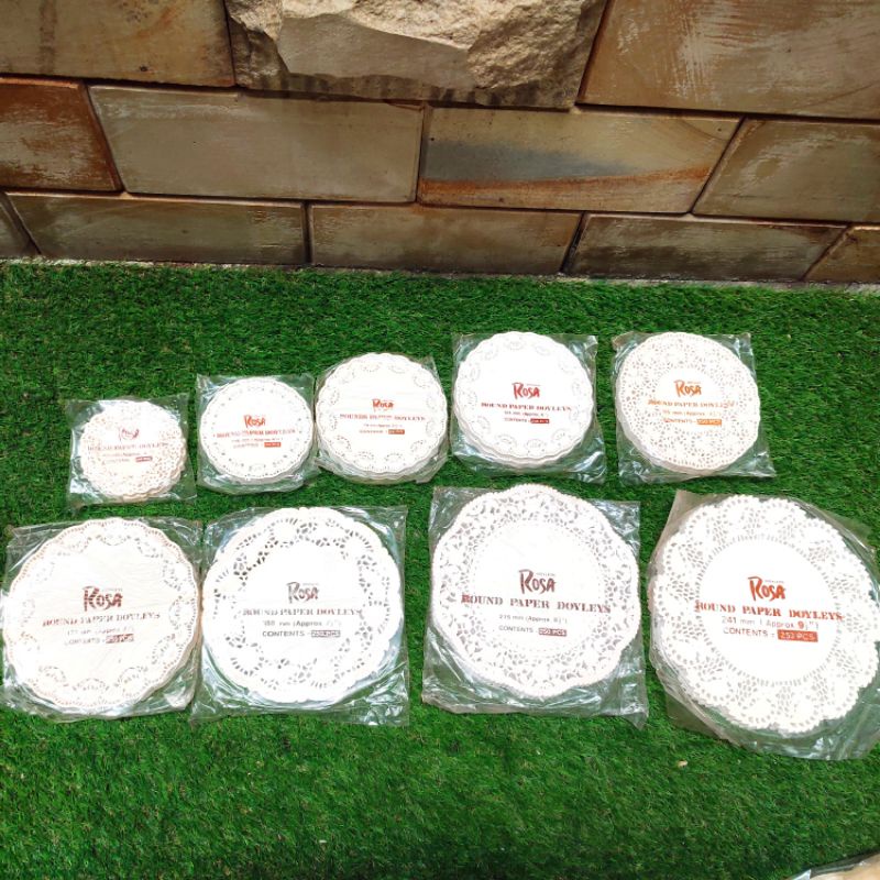 

kertas renda round paper Rosa doyleys doilies isi 250 / 100 lembar toples kue bulat premium