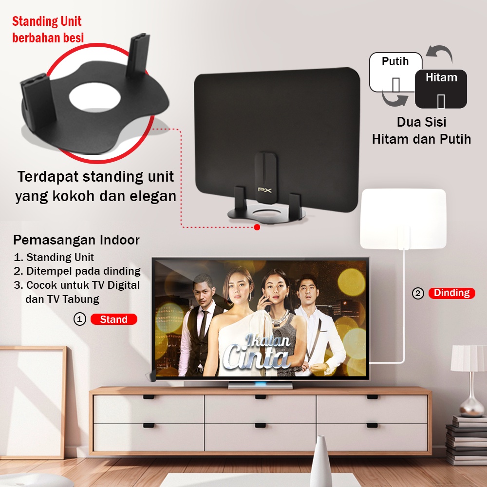 ANTENNA ANTENA TV DIGITAL INDOOR WALL DALAM DINDING PX UDA-3000A