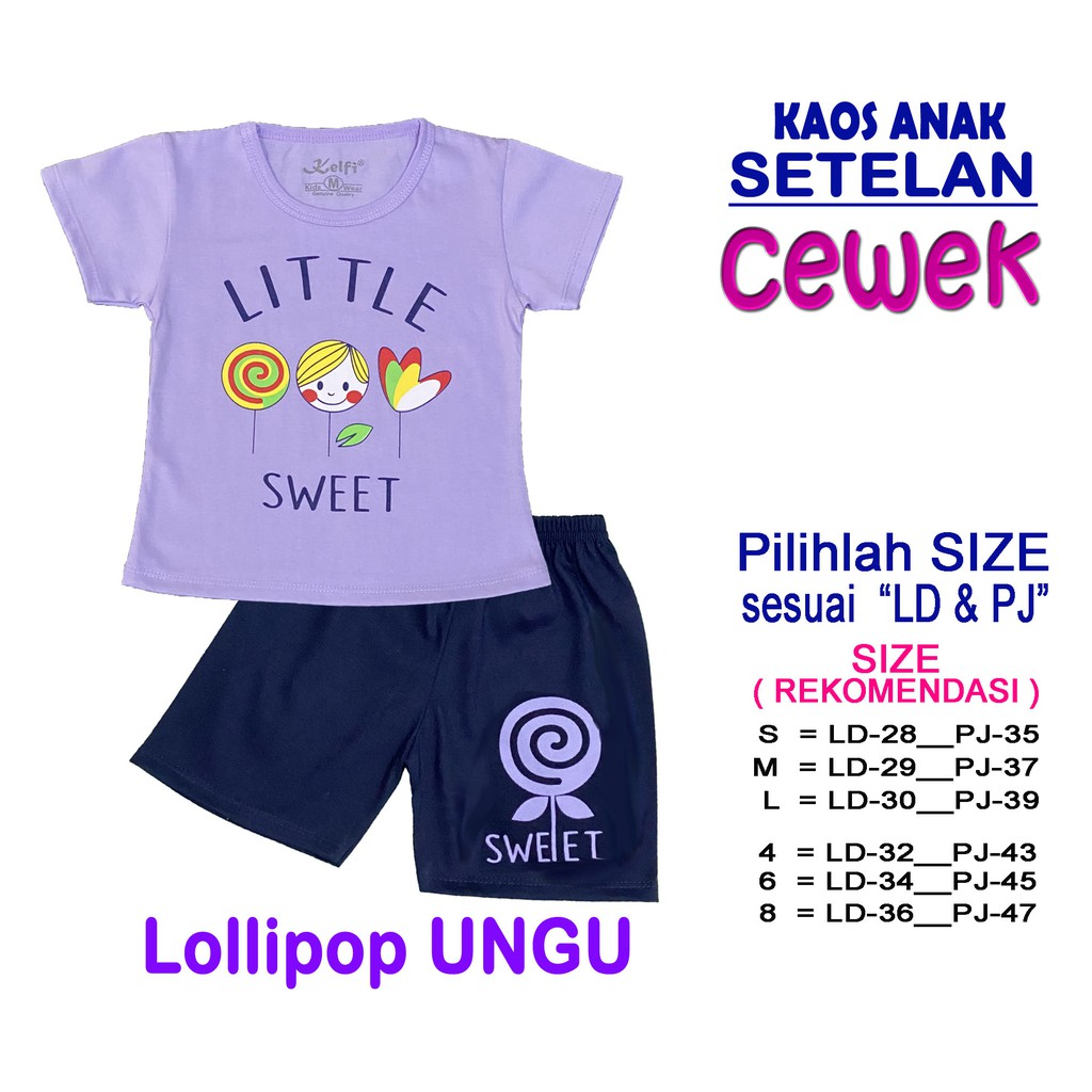 KELFI SETELAN KOMBINASI / SET BAJU ANAK CEWEK USIA 1- 8 TAHUN 