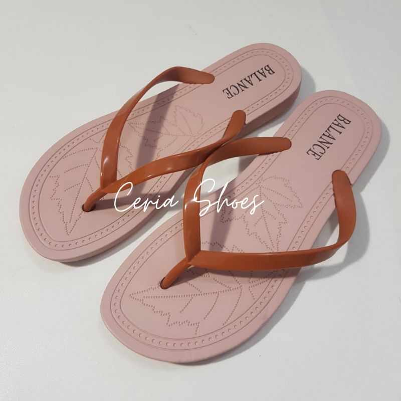 Sandal Jepit Wanita BALANCE Karet Motif Tropical Sendal Harian Import Jelly Elastis TROPICA