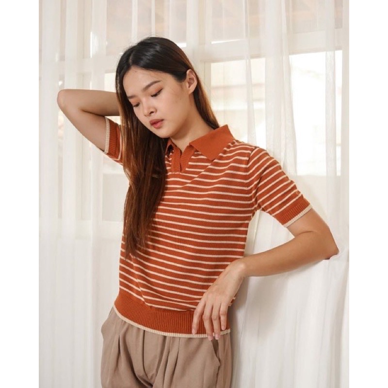 POLO BASIC BLOUSE KNITTED RAJUT PREMIUM