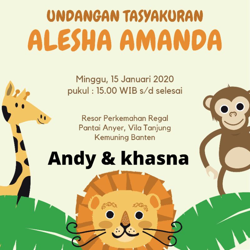 Undangan tasyakuran / aqiqah bayi