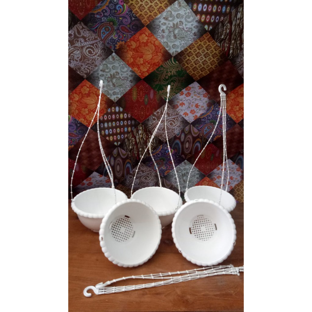 Pot bunga bundar putih 25 - gantung / Plastik