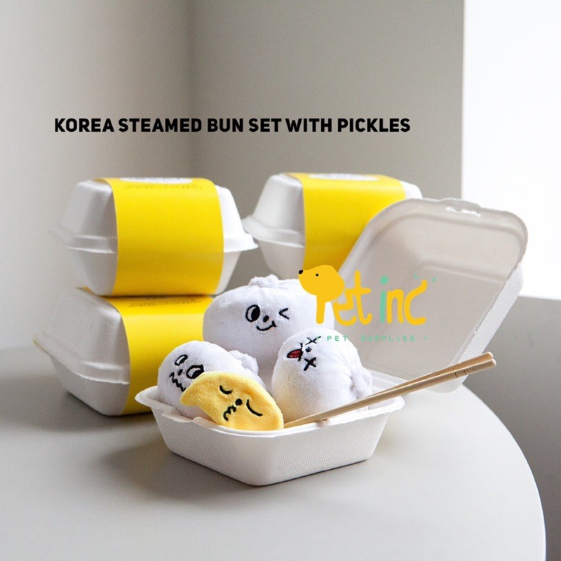 Korea Steamed Bun and pickles hide treats squeak set toy set (4 items)