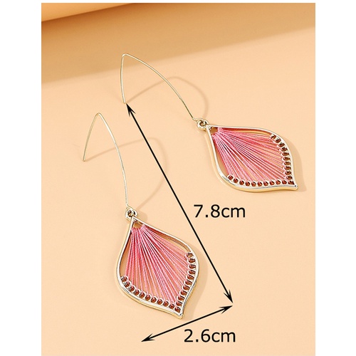 LRC Anting Gantung Fashion Red Tassel Geometric Alloy Hollow Earrings Y64524