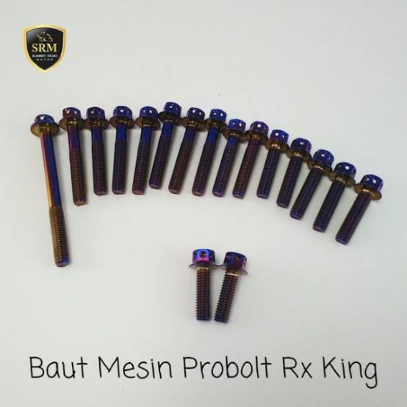 BAUT PROBOLT RX KING BAUT BLOK MESIN RX KING SET BAUT PROBOLT FLOWER BLUE