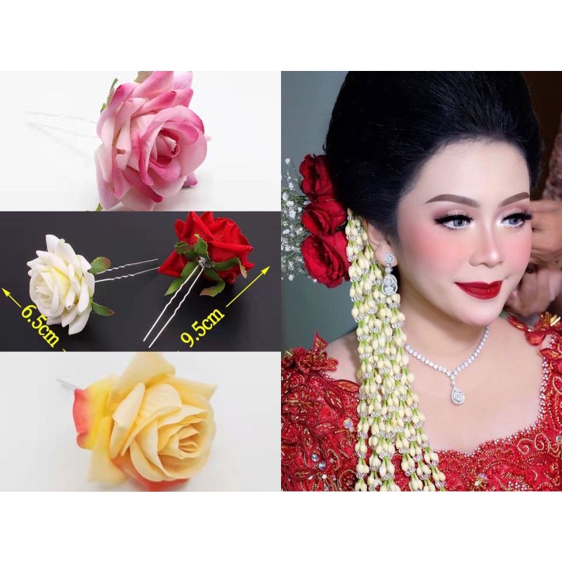 tusuk sanggul konde hiasan rambut mawar viral