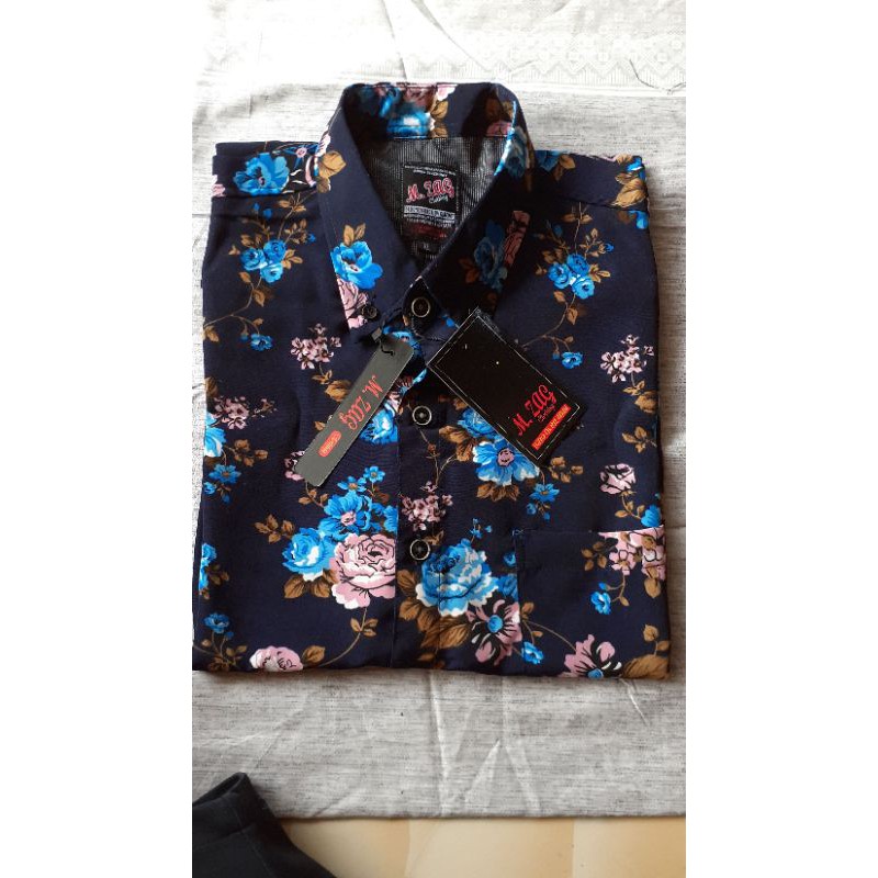 kemeja batik pendek kain woolpeach