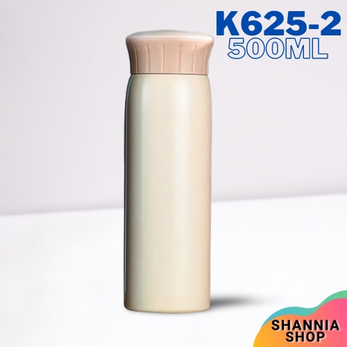 K625-2 [CREAM] Termos Travel Tumbler Stainless Steel 500ML - Termos Air Panas