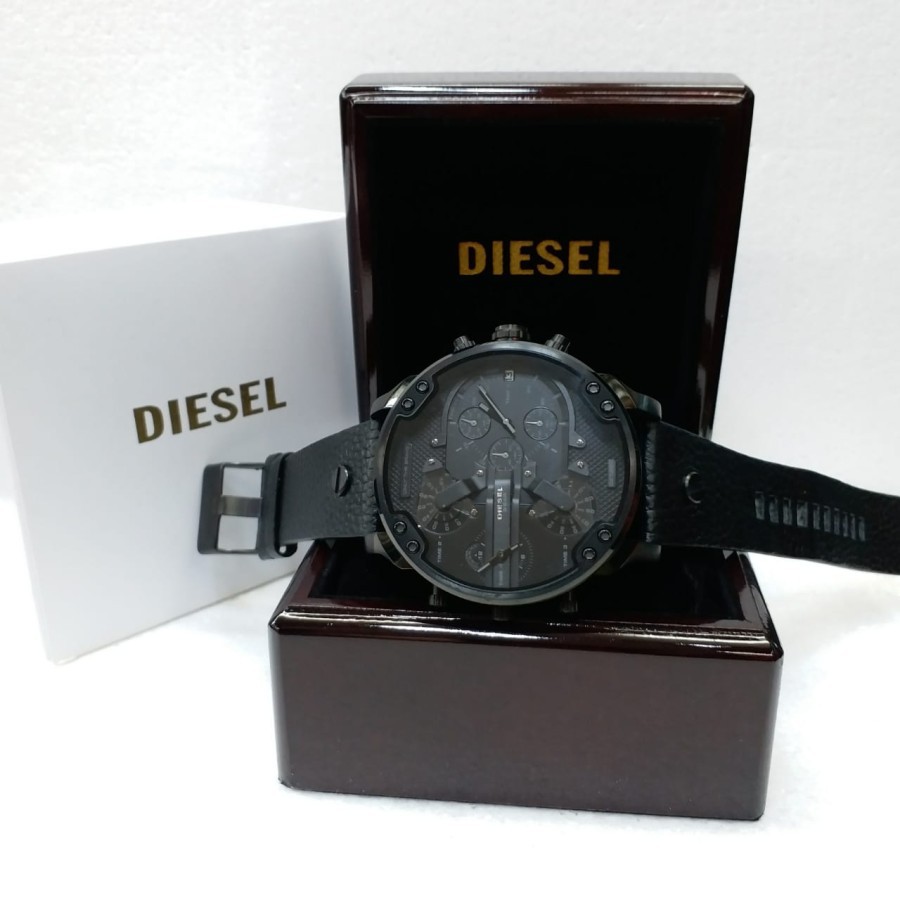 Hot Sale Jam Tangan Diesel Four Time Full Black Leather Garansi 1th