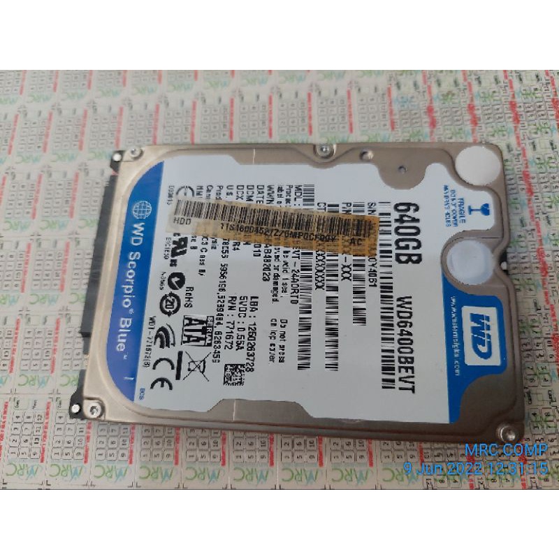 Western Digital Scorpio Blue 640GB Internal 5400RPM 2.5" WD6400BEVT