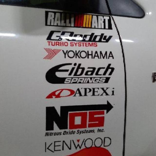 sticker stiker mobil sponsor racing ralliart yokohama kenwood nos dll