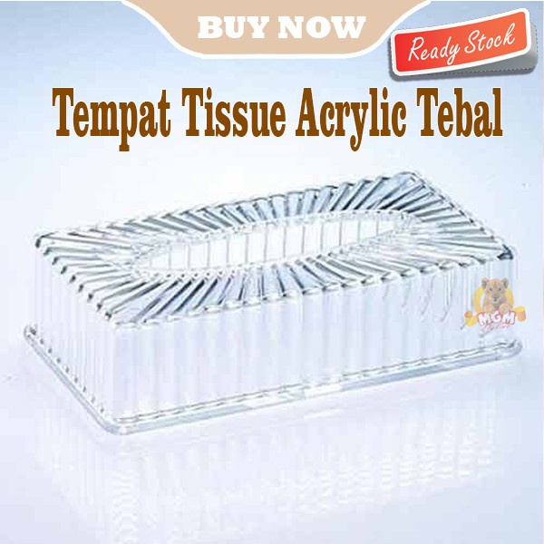 Tempat tisue akrylic Tissue Holder Transparant Gelombang Tebal 26x14cm