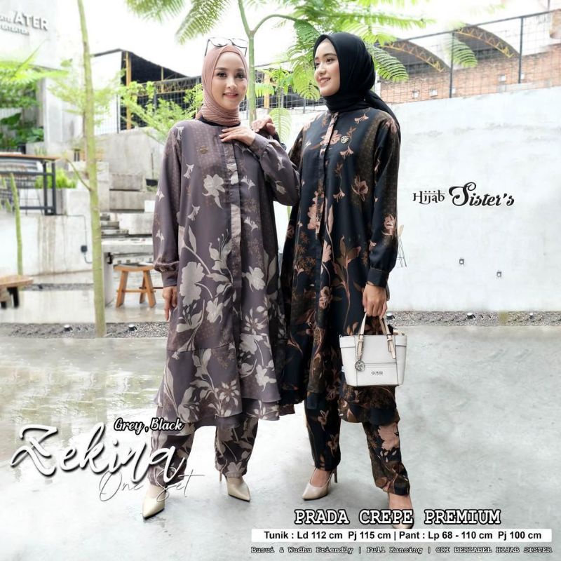 zekina one Set Prada crepe premium by hijab sister