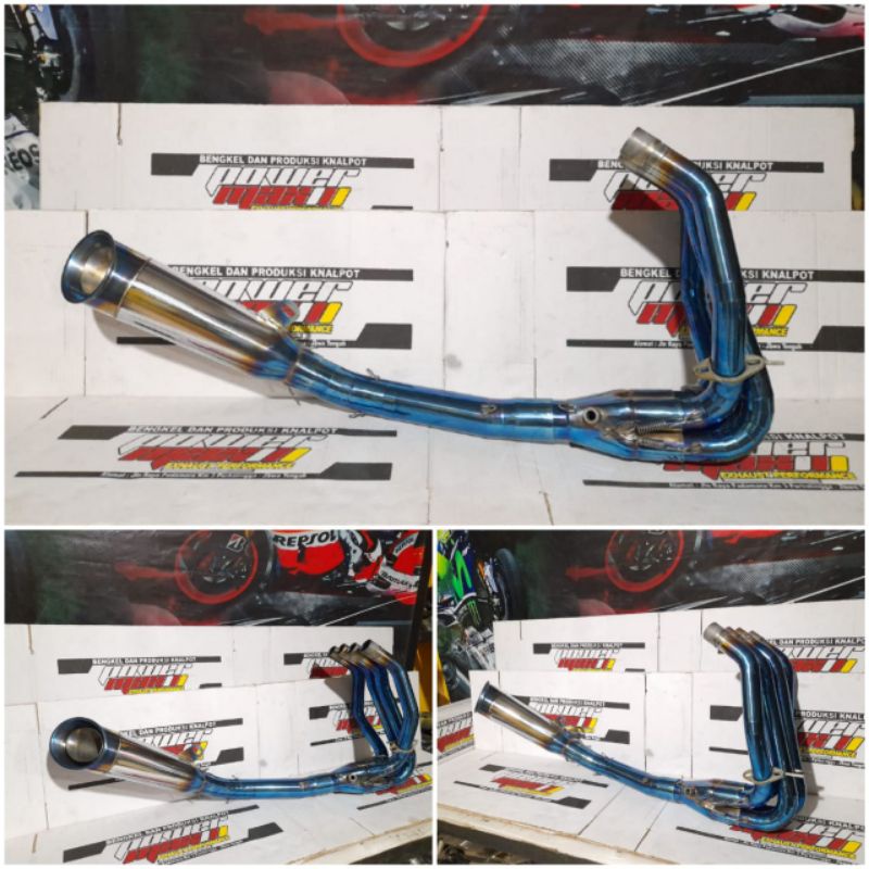 Knalpot POWERMAX Ninja ZX25R Header BlueMoon Full System PNP