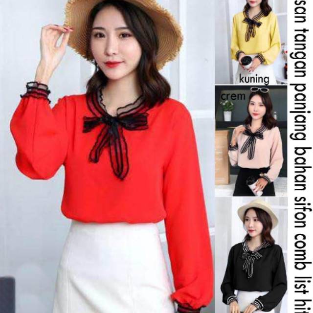 Fashion wanita blouse sifon Import