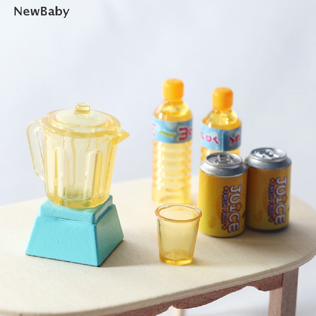 Newbaby 6Pcs / Set Mainan Miniatur Minuman Jus Skala 1: 12 Untuk Aksesoris Dapur Rumah Boneka