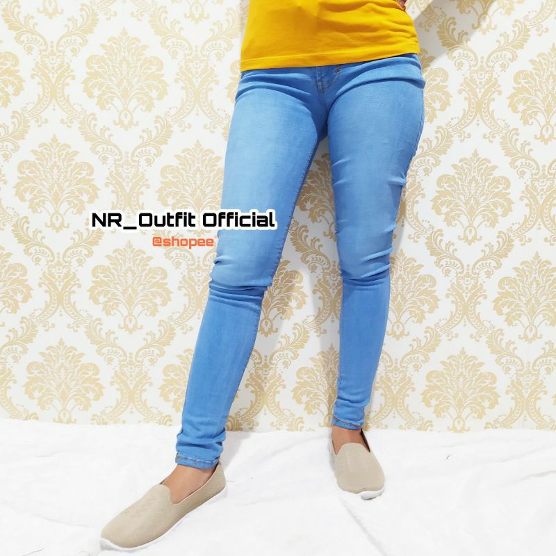 Soft Jeans Stretch Wanita Big Size Celana Panjang Jumbo Cewek PRD 27-38 NR_Outfit Official COD