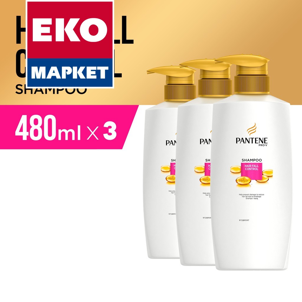 Pantene Shampoo Hair Fall Control 480ml Paket Isi 3