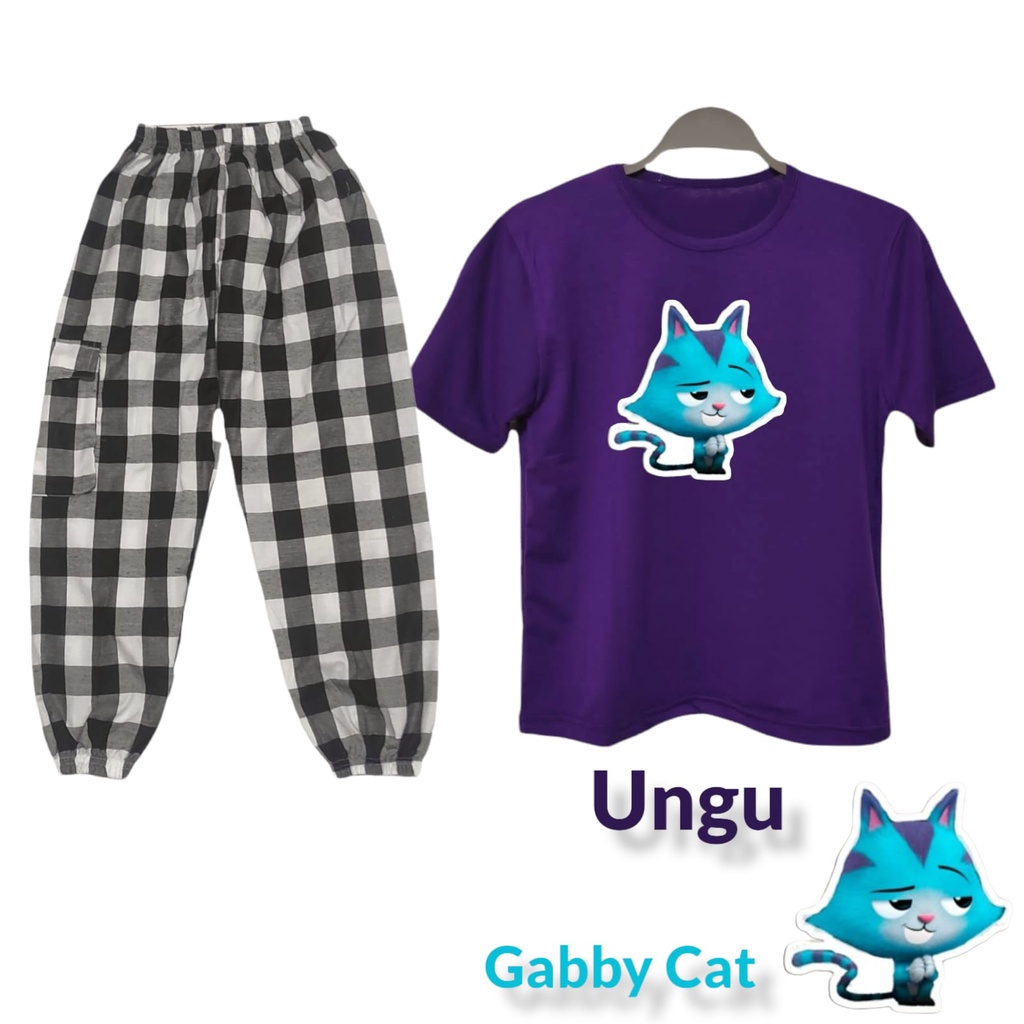 Cherrylpick Setelan anak perempuan usia 1-10 tahun / setcel anak perempuan / setcel anak murah / setelan anak murah-Ungu/GabbyCat