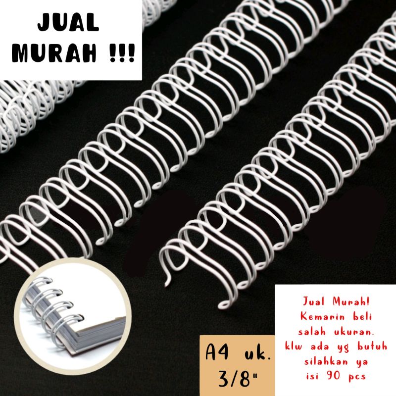 

Wire Bindings/ Spiral Wire/ Ring Kawat Spiral Jilid A4 35 lubang Pitch 3:1 3/8 inch 7,9 mm (70 Lbr) Warna Putih Merk. Hombo