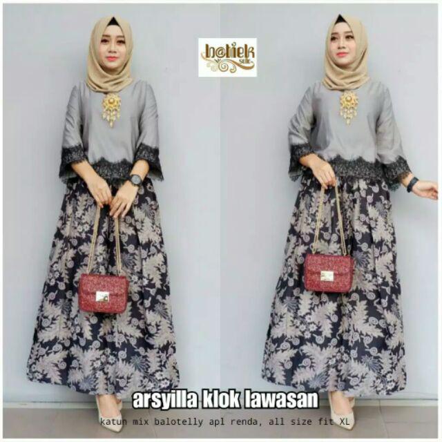 Asyilla Klok Lawasan Batik Solo Fashion Wanita Rok Batik Modern Blouse Batik Kombinasi