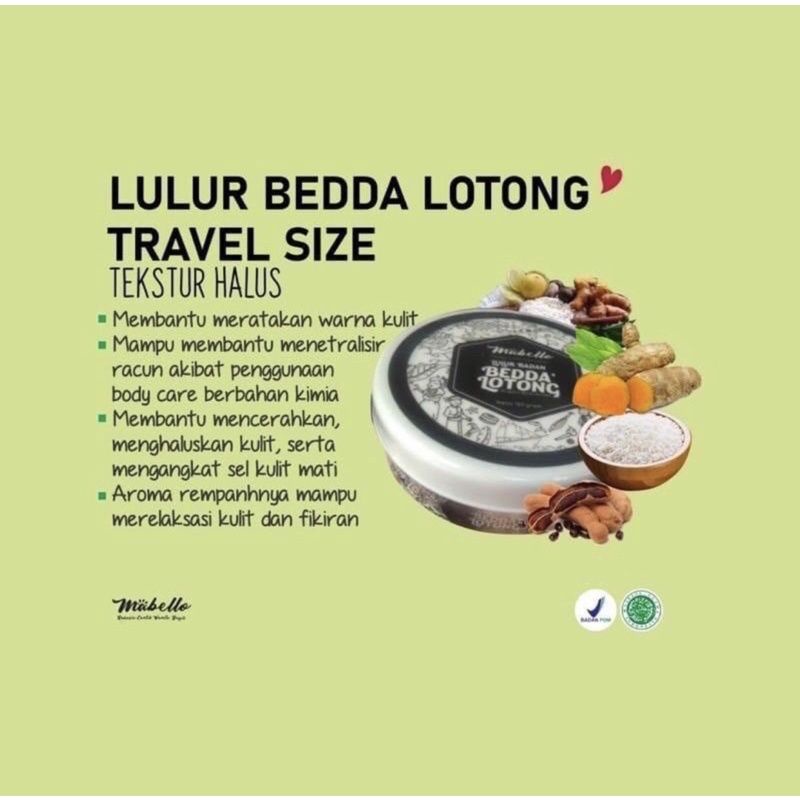 ❄️MATCHA❄️ MABELLO BEDDA LOTONG 100GR - LULUR BADAN MABELLO LULUR HITAM 100GR BPOM