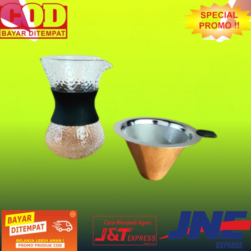 ✫TERPERCAYA* Gelas Server Kopi 200ml dengan Filter Stainless.Coffee Pot 200ml ˜ID*  •