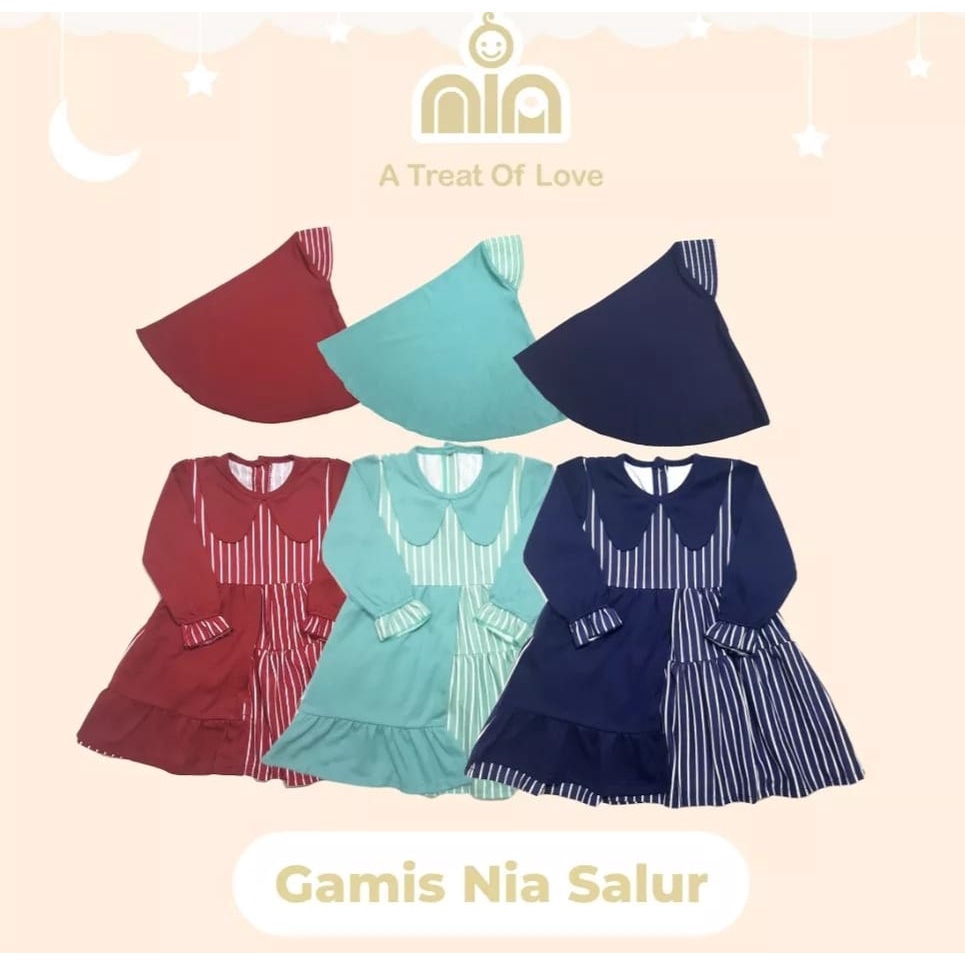 Gamis Bayi Perempuan 3-18 Bulan Gamis Nia Salur Gamis Bayi Lebaran