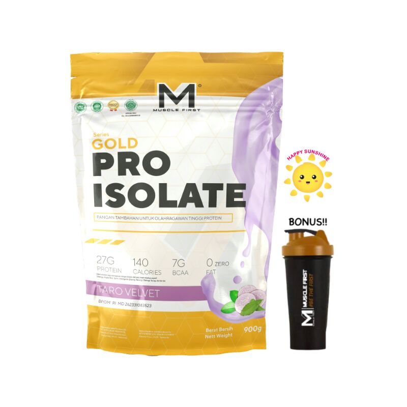 Muscle First Gold Pro Isolate Whey Protein 2 LBS 900 grams -M1 Taro Velvet FREE Shaker Susu Gym Fitn