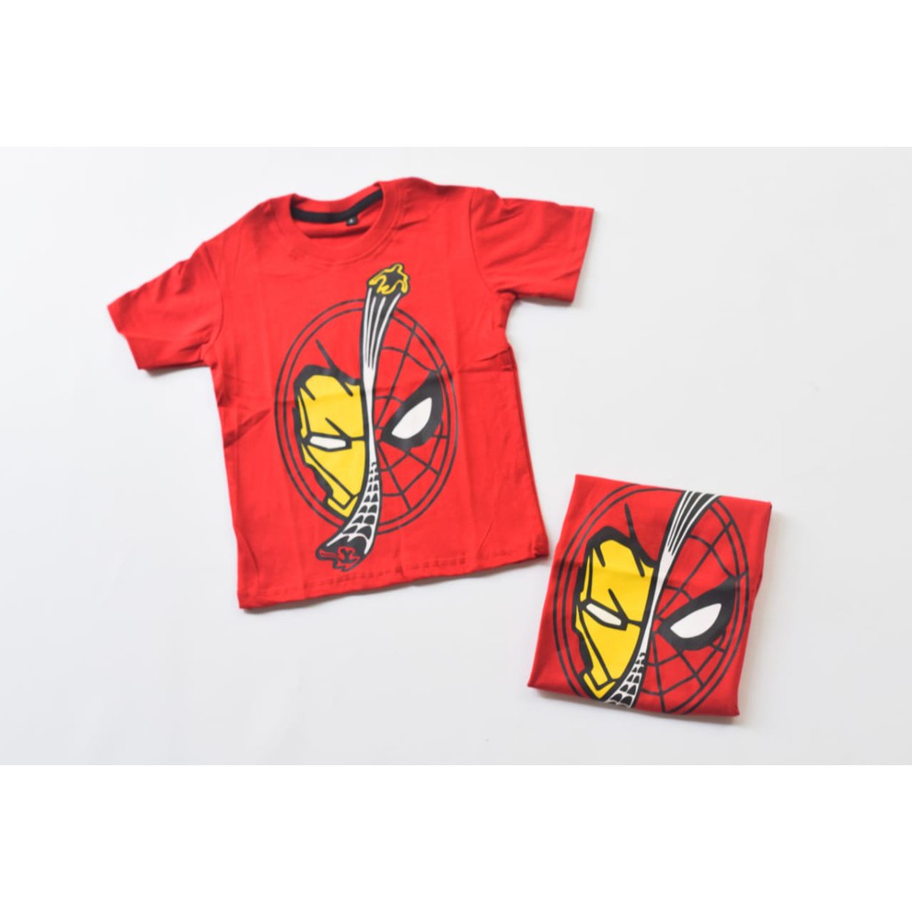 COD FREE ONGKIR KAOS ANAK DISTRO MOTIF IRONMAN SPIDERMAN SUPERHERO usia 1-6 tahun-1