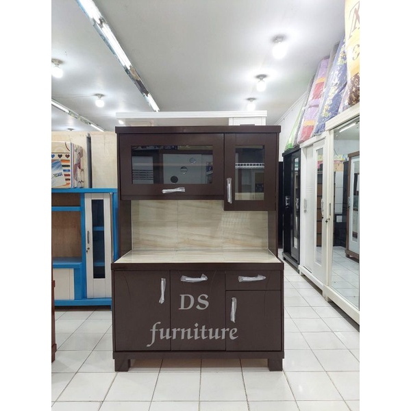 lemari piring kayu 3 pintu/rak piring kayu 3 pintu/rak piring kayu blocteak full coklat