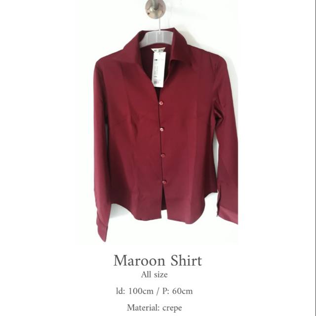 Maroon Shirt - BAJU IMPORT FASHION KOREA BKK HIGH QUALITY HARGA GROSIR MURAH