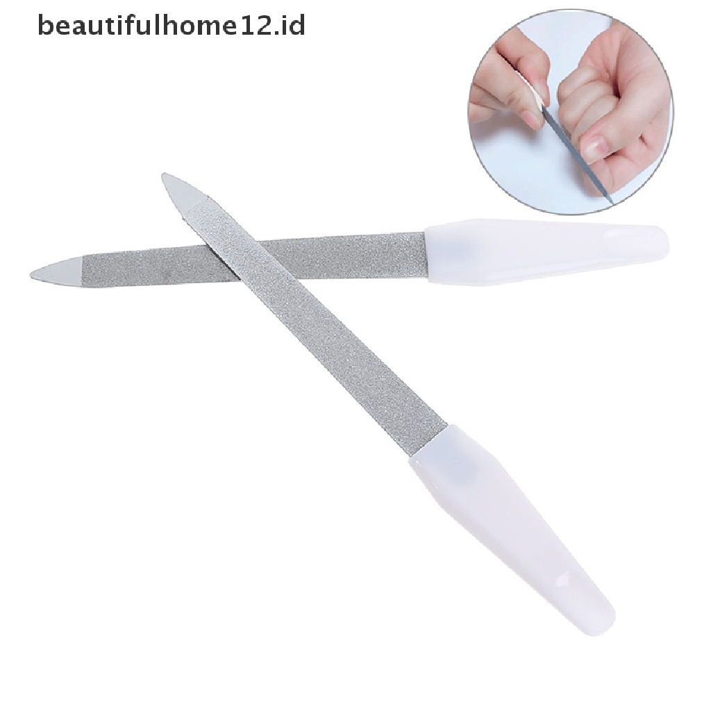 (Beautifulhome12.Id) Kikir Kuku Dua Sisi Bahan Stainless Steel Untuk Manicure / Pedicure