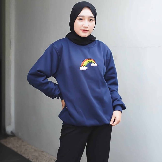 SWEATER WANITA RAINBOWS /// ATASAN WANITA LUCU FLEECE TEBAL HALUS PREMIUM KEKINIAN TERBARU''