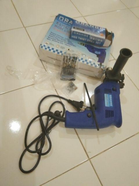 [bundling] Orange Bor Listrik 10 Mm & Orange Mata Bor Besi Set 13 Pcs